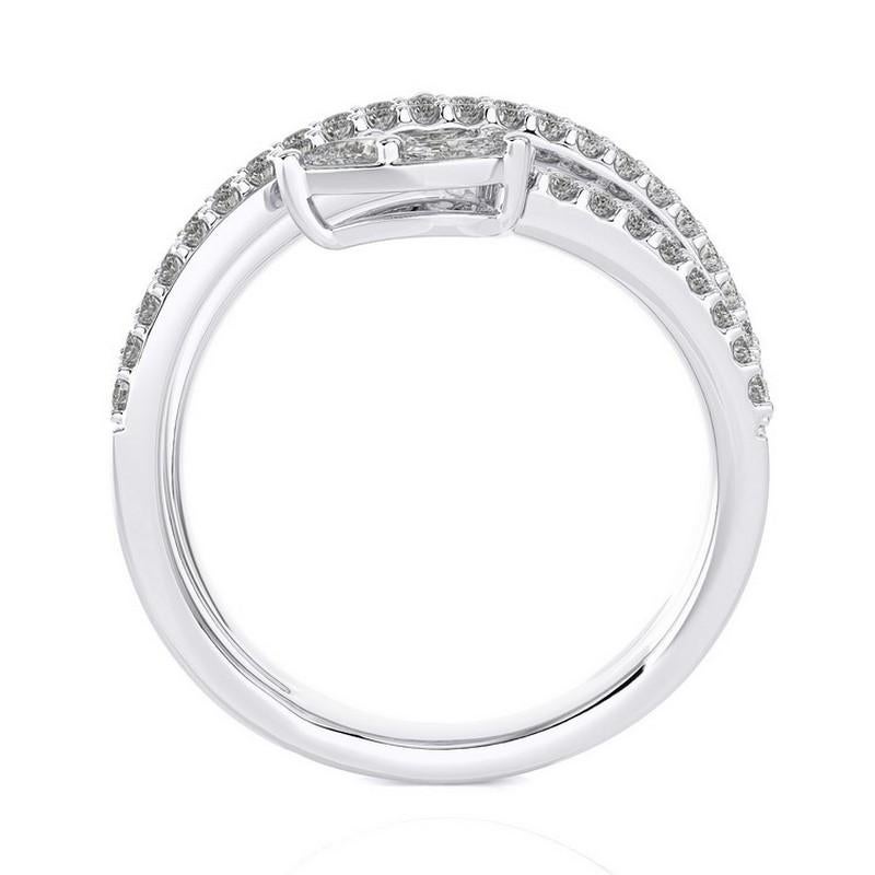 1,16 CTW Runder Diamant 14K Weißgold Fancy Finger Ring Classic Kollektion. (Moderne) im Angebot