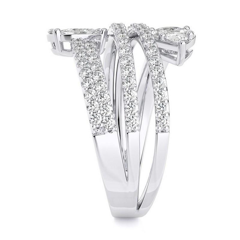 1,16 CTW Runder Diamant 14K Weißgold Fancy Finger Ring Classic Kollektion. (Rundschliff) im Angebot