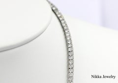 11.6 CTW Round Natural Diamond Straight Tennis Necklace 14K White Gold 20 Inch