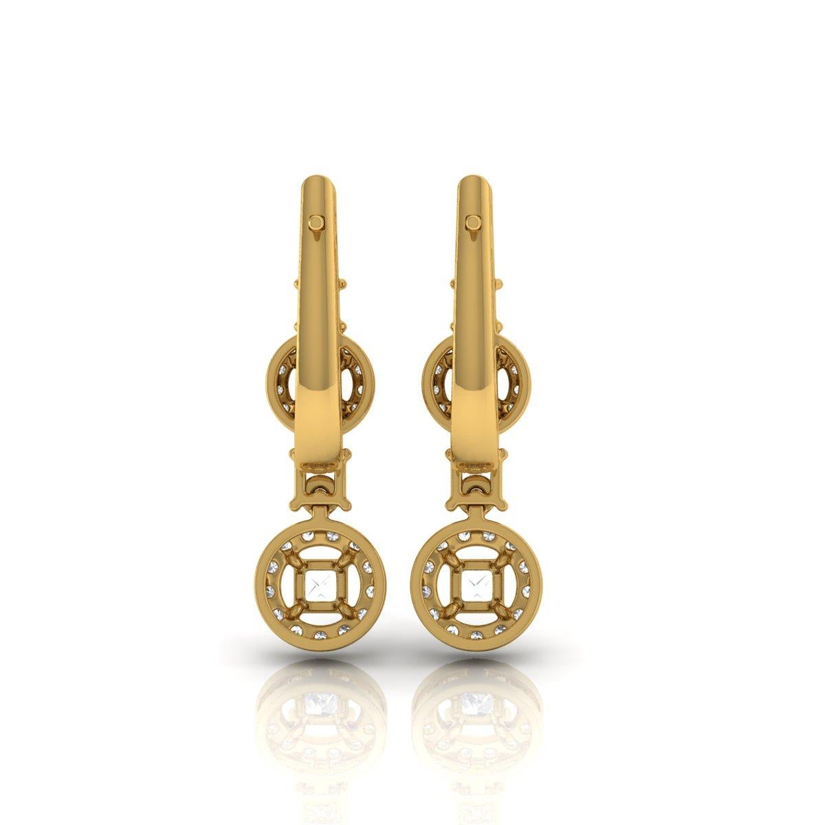 Item Code :- SEE-11812
Gross Weight :- 4.48 gm
18k Yellow Gold Weight :- 4.25 gm
Diamond Weight :- 1.16 Carat  ( AVERAGE DIAMOND CLARITY SI1-SI2 & COLOR H-I )
Earrings Length :- 25 mm approx.

Engagement Gift, Bridal Shower Gift, Women Gift, Gift