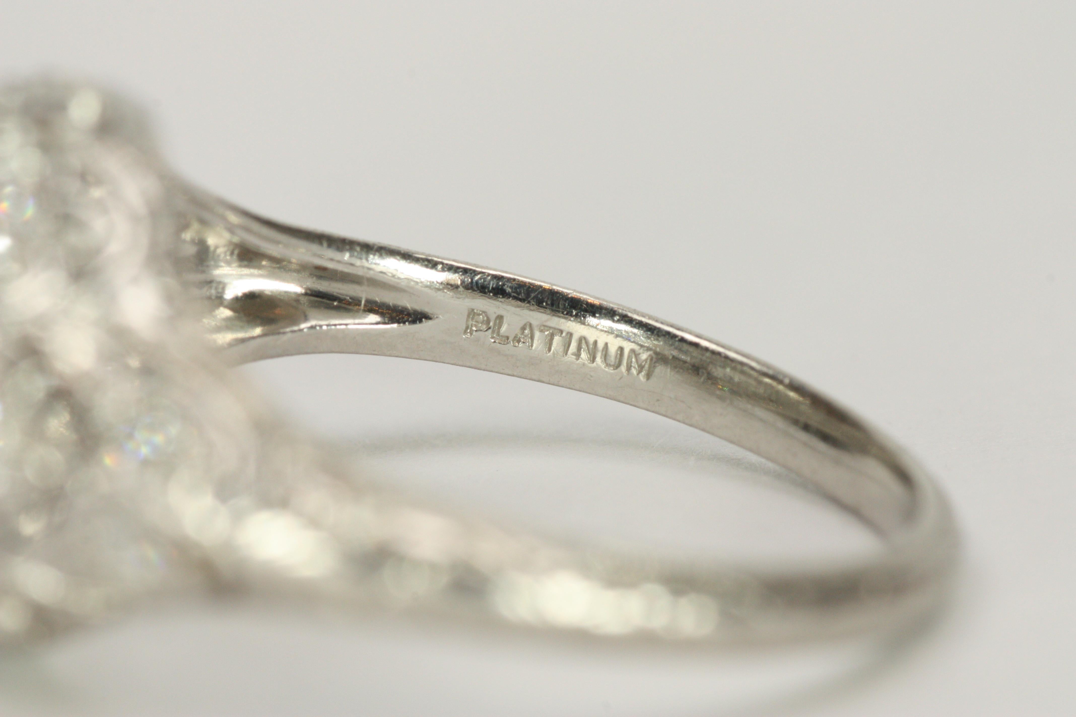 1.16 Total Carat Old European Round Cut 1920s Art Deco Filigree Engagement Ring For Sale 3