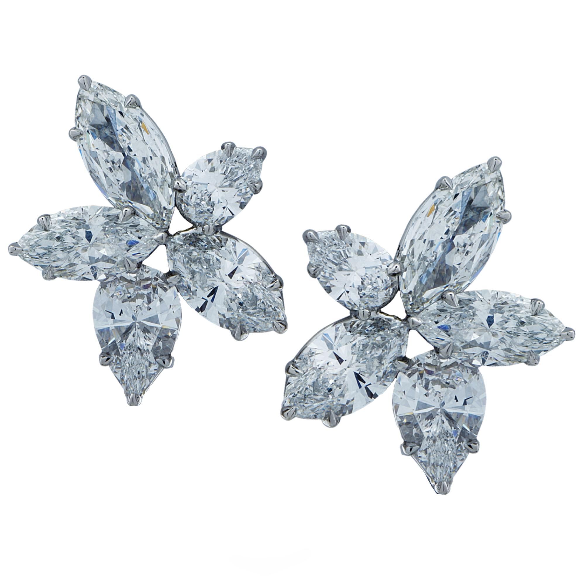 Pear Cut 11.60 Carat Diamond and Platinum Earrings