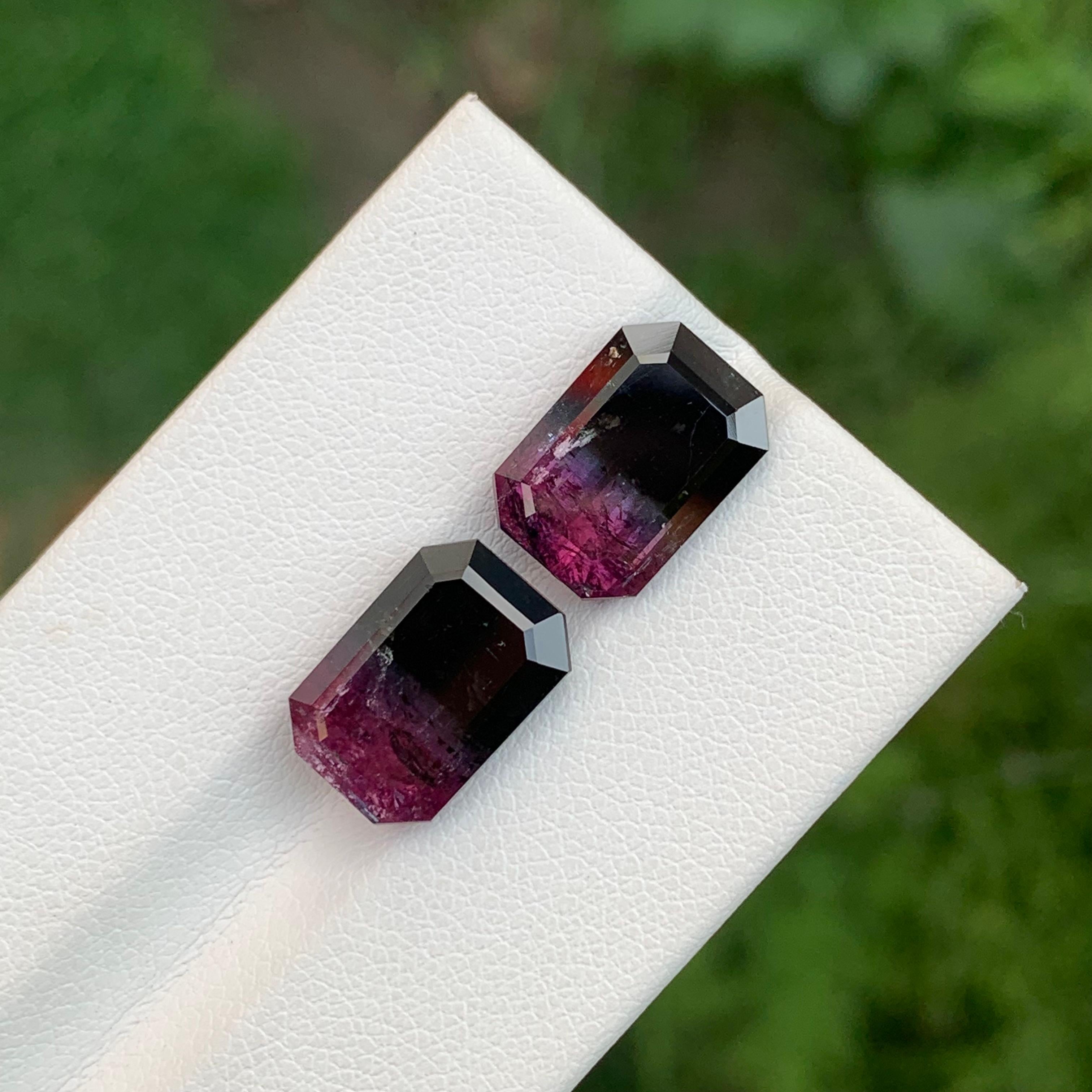 Arts and Crafts Pierre de naissance d'octobre 11,60 carats, tourmaline naturelle libre bicolore exquise en vente