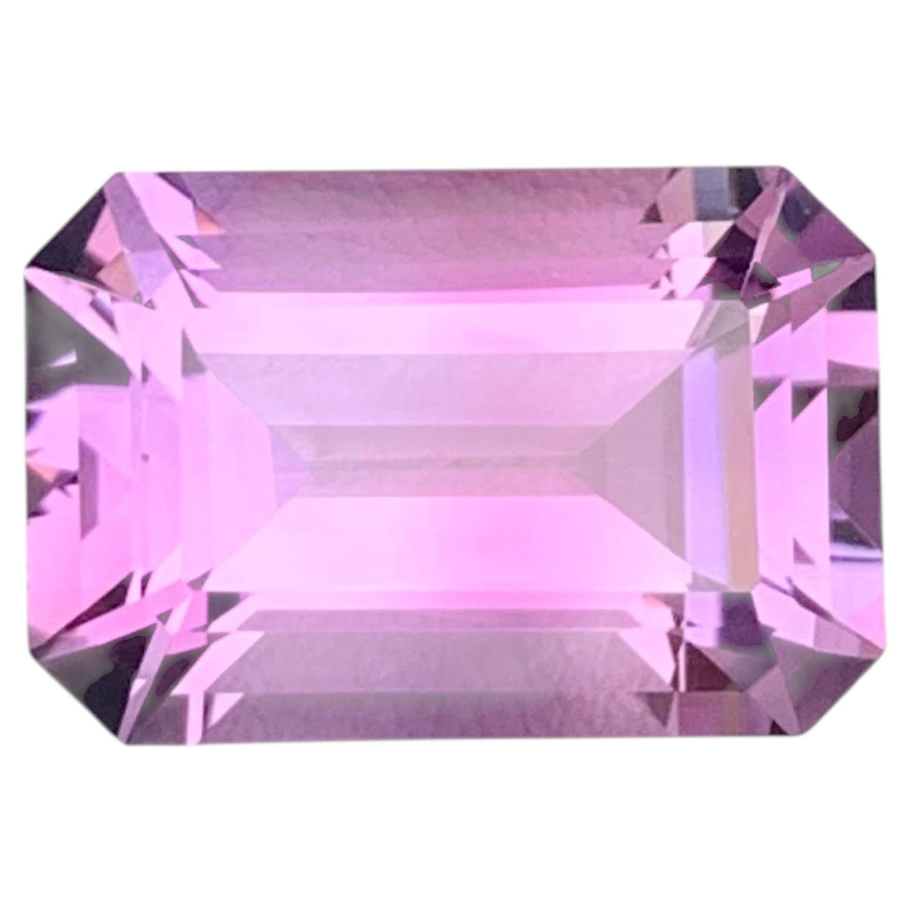 11.60 Carat Natural Loose Purple Amethyst Stone Emerald Cut Brazilian Gemstone