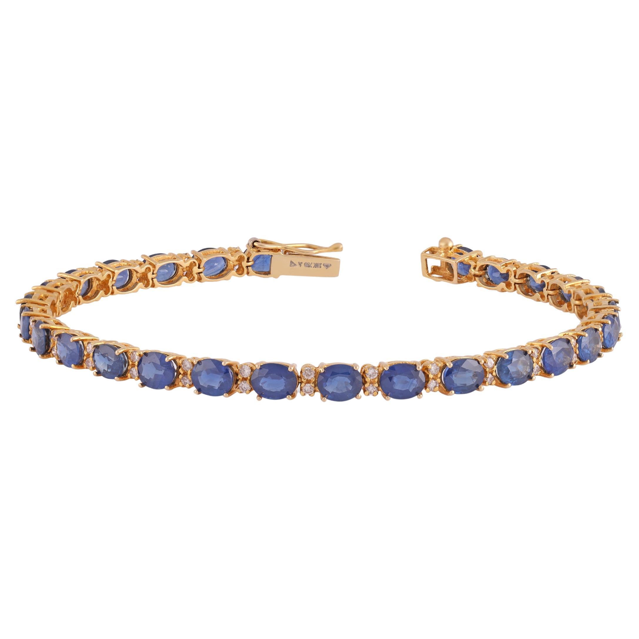 11.60 Carat Sapphire and Diamond Bracelet in 18k Gold For Sale