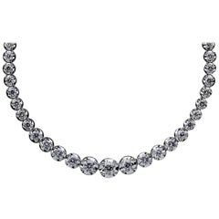 11.60 Carat White Gold Riviera Round Diamond Necklace