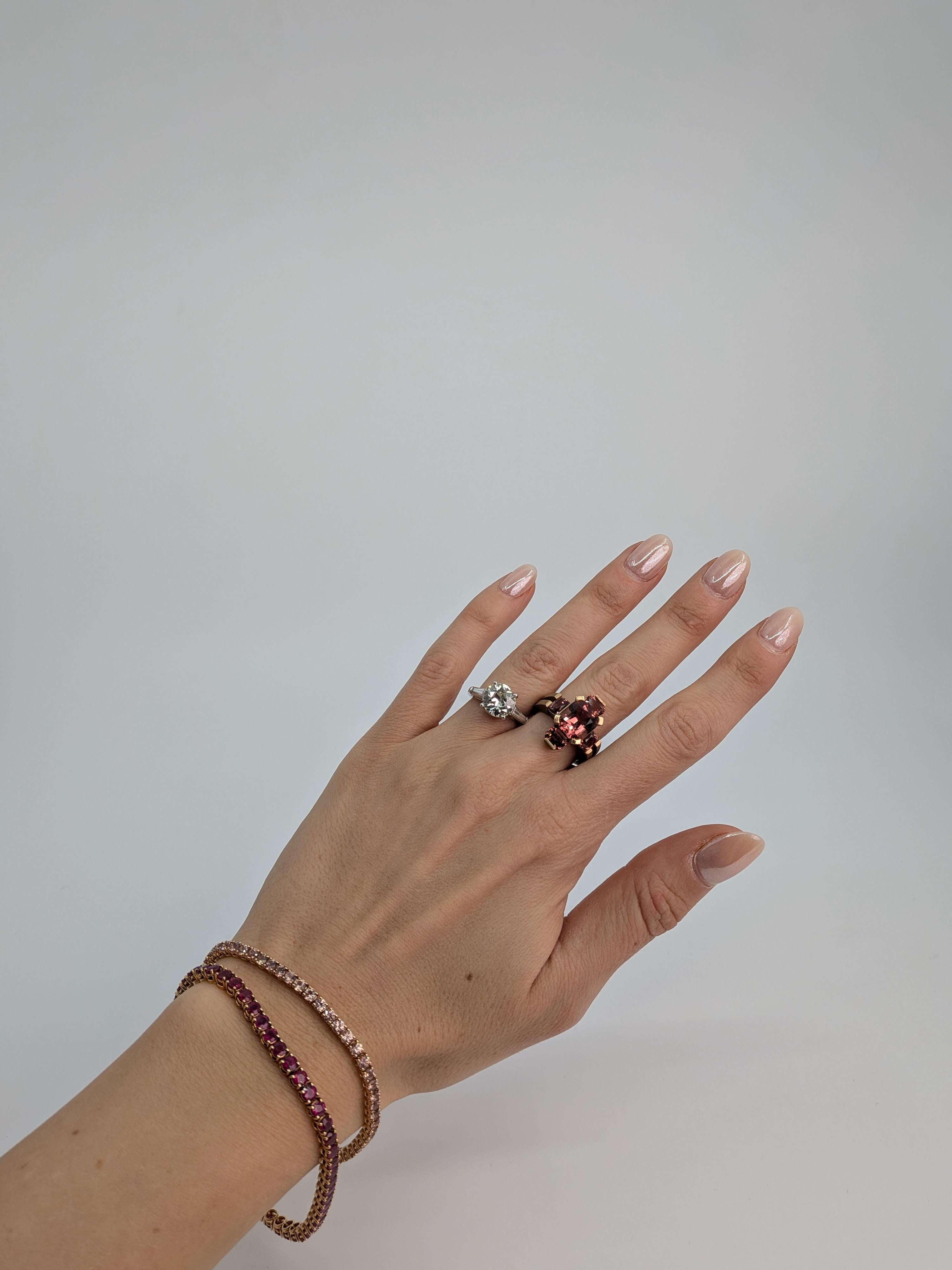 11.62ct Pink Natural Ruby Tennis Bracelet in 18k 750 Rose Gold 19.5cm x 3.4mm en venta 10