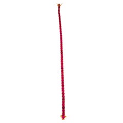 11.62ct Pink Natural Ruby Tennis Bracelet in 18k 750 Rose Gold 19.5cm x 3.4mm