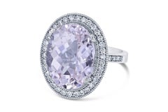 11.63 Carat Kunzite Diamond Cocktail White Gold Ring