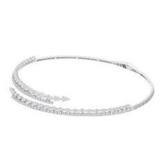 11.63 Carat SI Clarity HI Color Diamond Wrap Choker Necklace 14 Karat White Gold