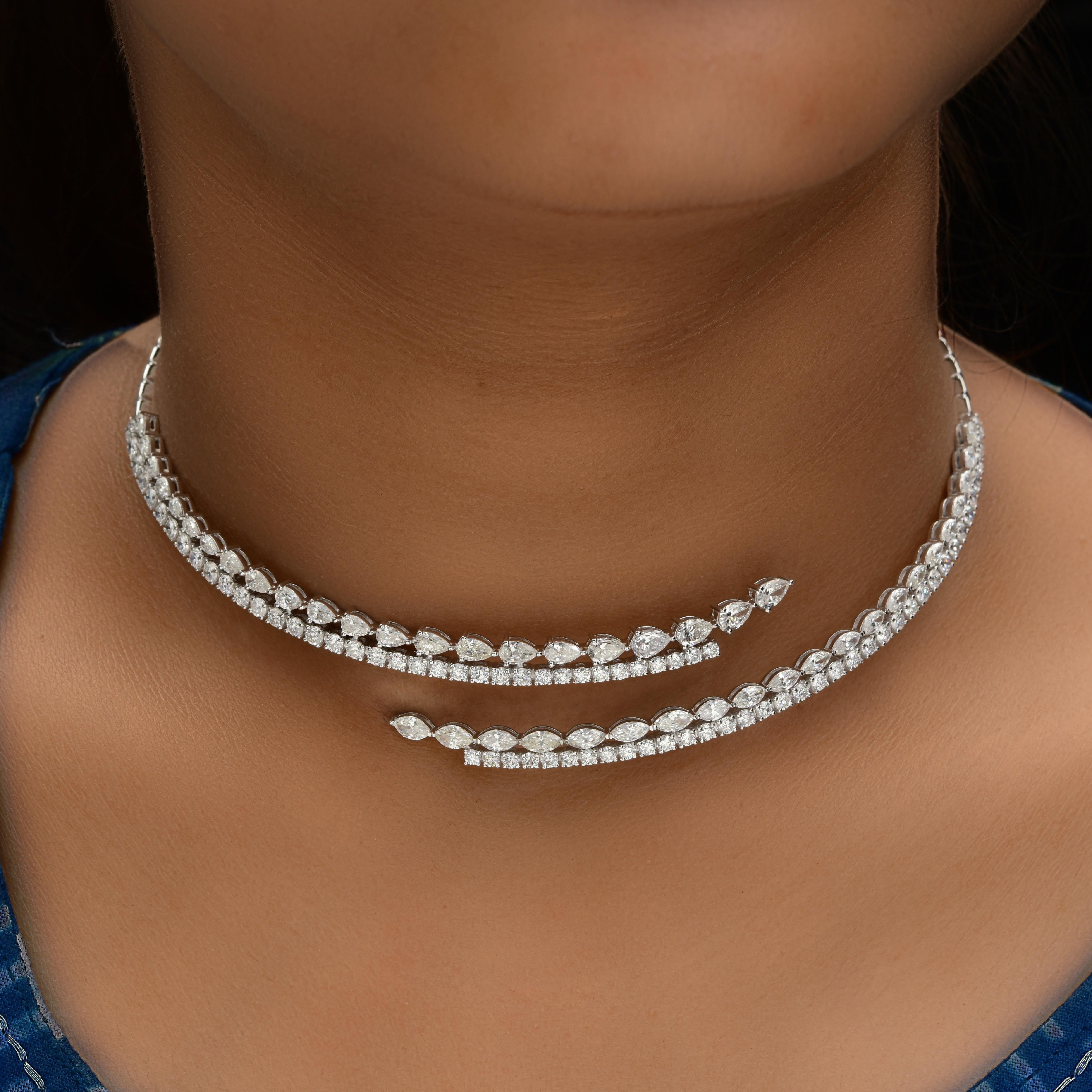 11,63 Carati SI Chiarezza HI Colore Collana a girocollo con diamanti in oro bianco 14 carati In condizioni Nuovo in vendita a Diera, Dubai