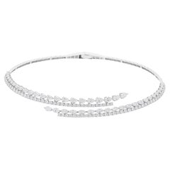 11.63 Carat SI Clarity HI Color Diamond Wrap Choker Necklace 14 Karat White Gold