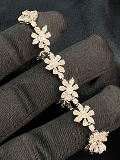 11.63 Cts F/VS1 Pear Marquise Round Cut Diamonds Tennis Bracelet 14K White Gold