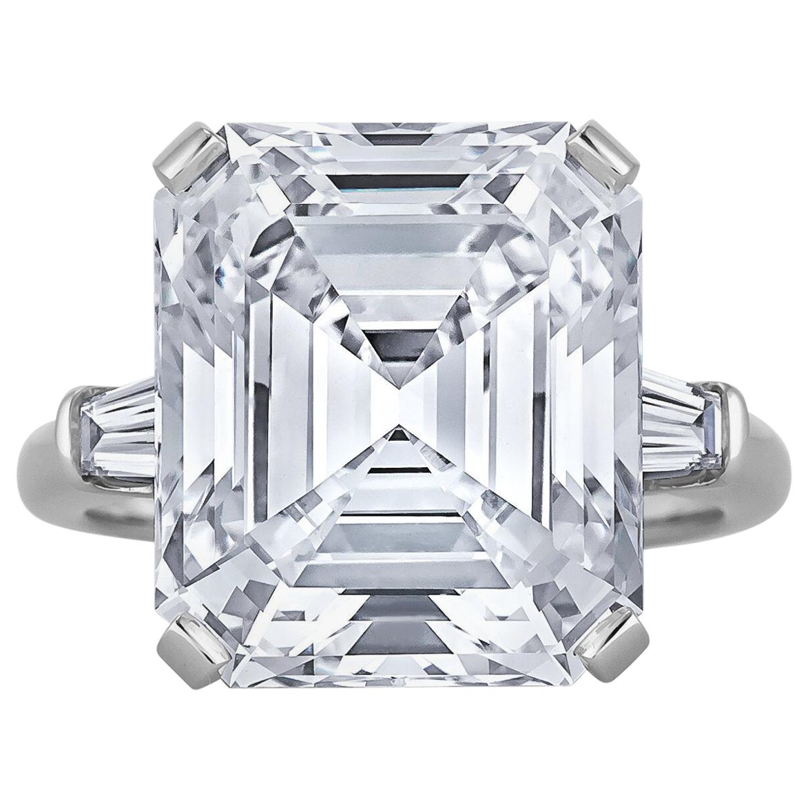 11.64 Carat Emerald Cut Diamond Engagement Ring