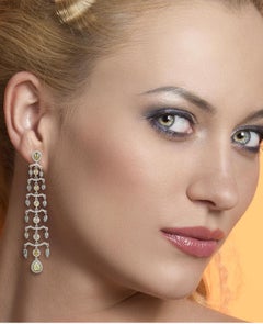 11.64 Carat Natural Diamond 18 Karat Gold Chandelier Earrings