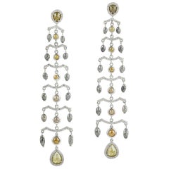 11.64 Carat Natural Diamond 18 Karat Gold Chandelier Earrings