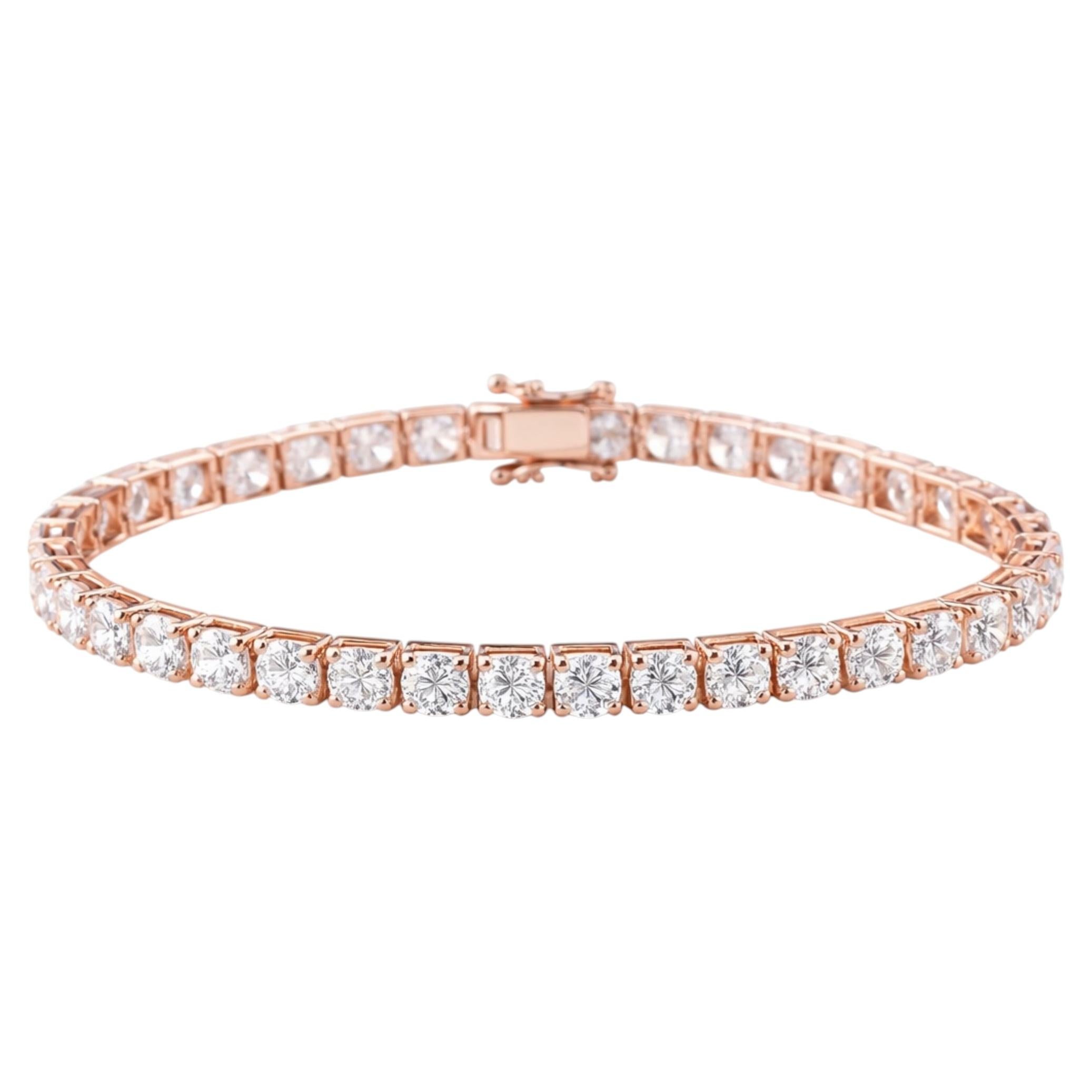 11,64 Karat Naturdiamant Rundbrillant Klassisches Tennisarmband 18K Rose Gold