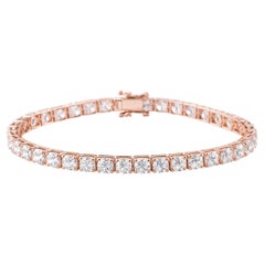 11.64 Ct Natural Diamond Round Brilliant Classic Tennis Bracelet 18K Rose Gold