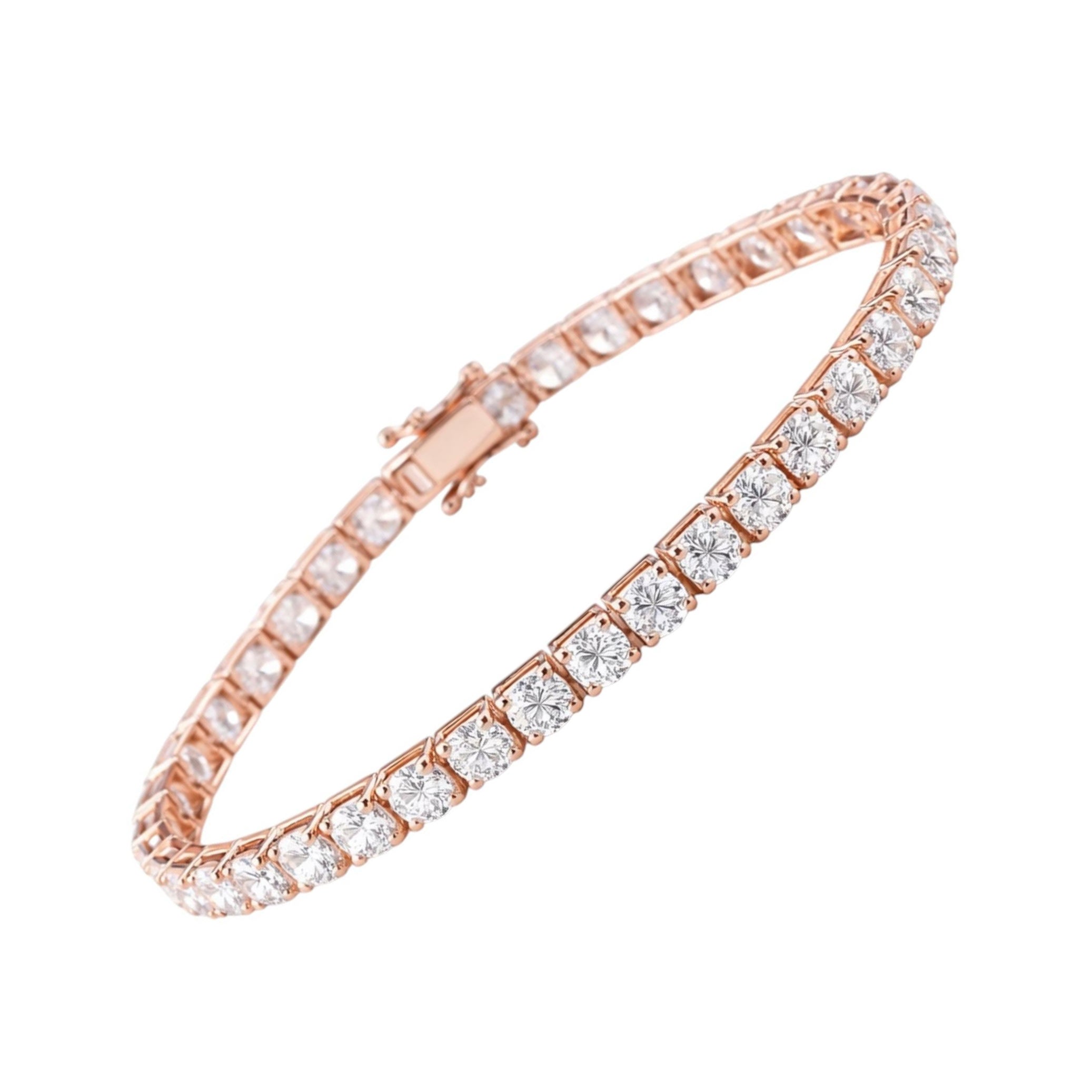 11,64 Karat Rundschliff Naturdiamant Tennis Armband 14k Rose Gold Schmuck