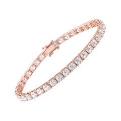 11.64 Ct Round Brilliant Natural Diamond Tennis Bracelet, 14k Rose Gold jewelry