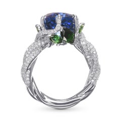 11,64 cts zertifiziert Außergewöhnliche No Heat Oval Sapphire und Diamant Couture Ring