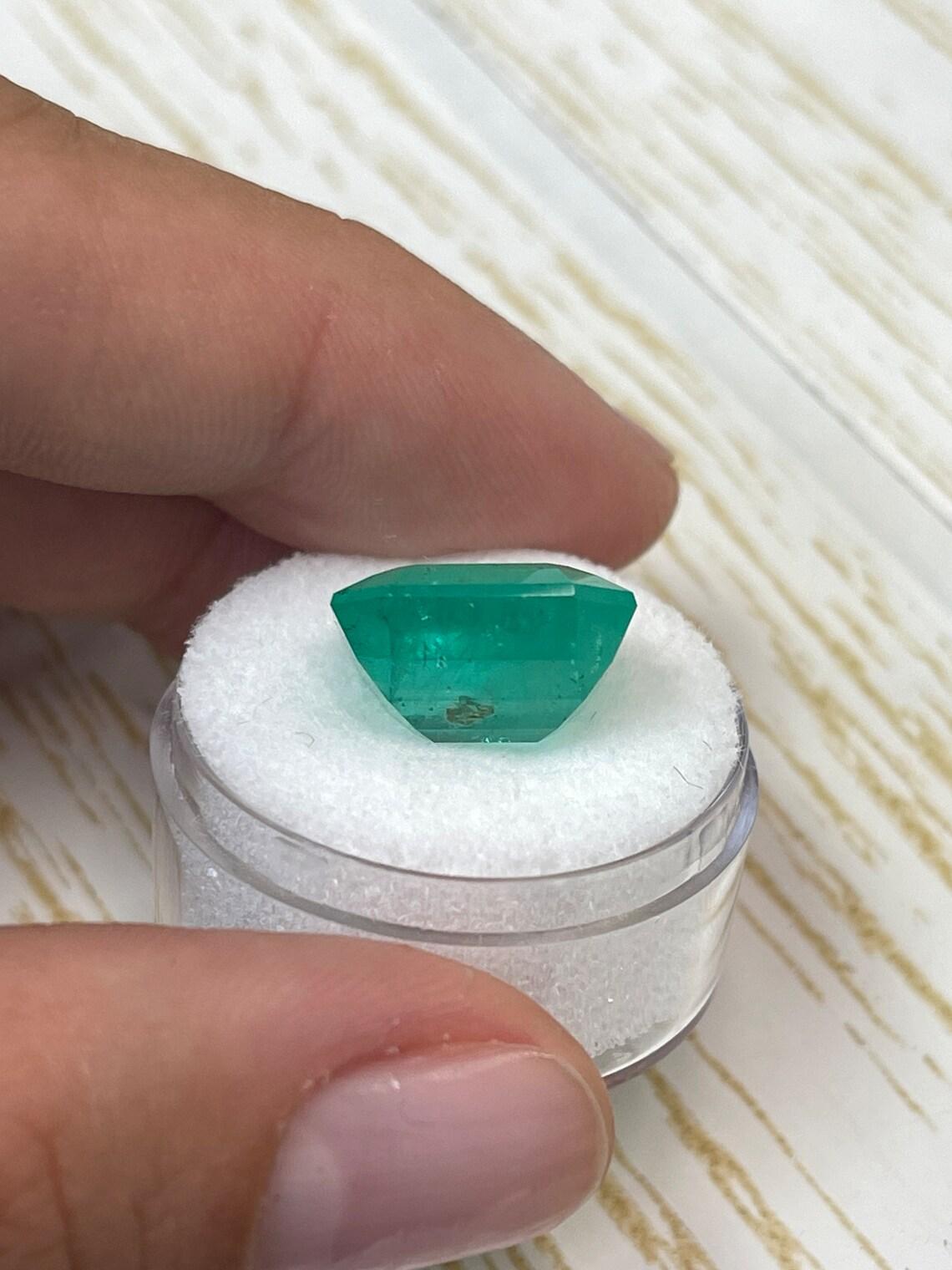 11.64ct Earthy Green Asscher Cut Colombian Gem 14x14 Genuine May Birthstone For Sale 2