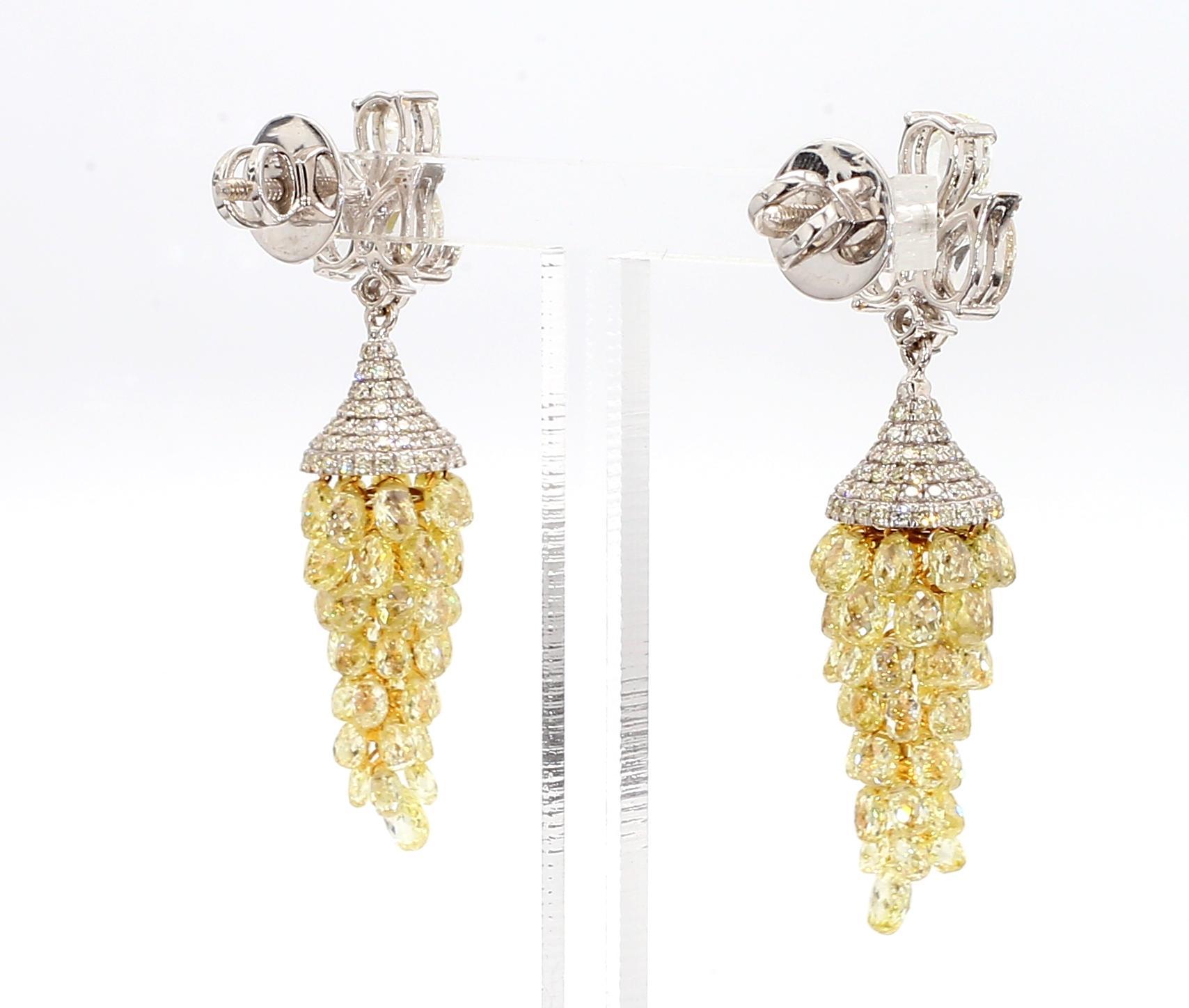11.65 Carat Briolette Diamonds 18K Gold Earrings For Sale 1