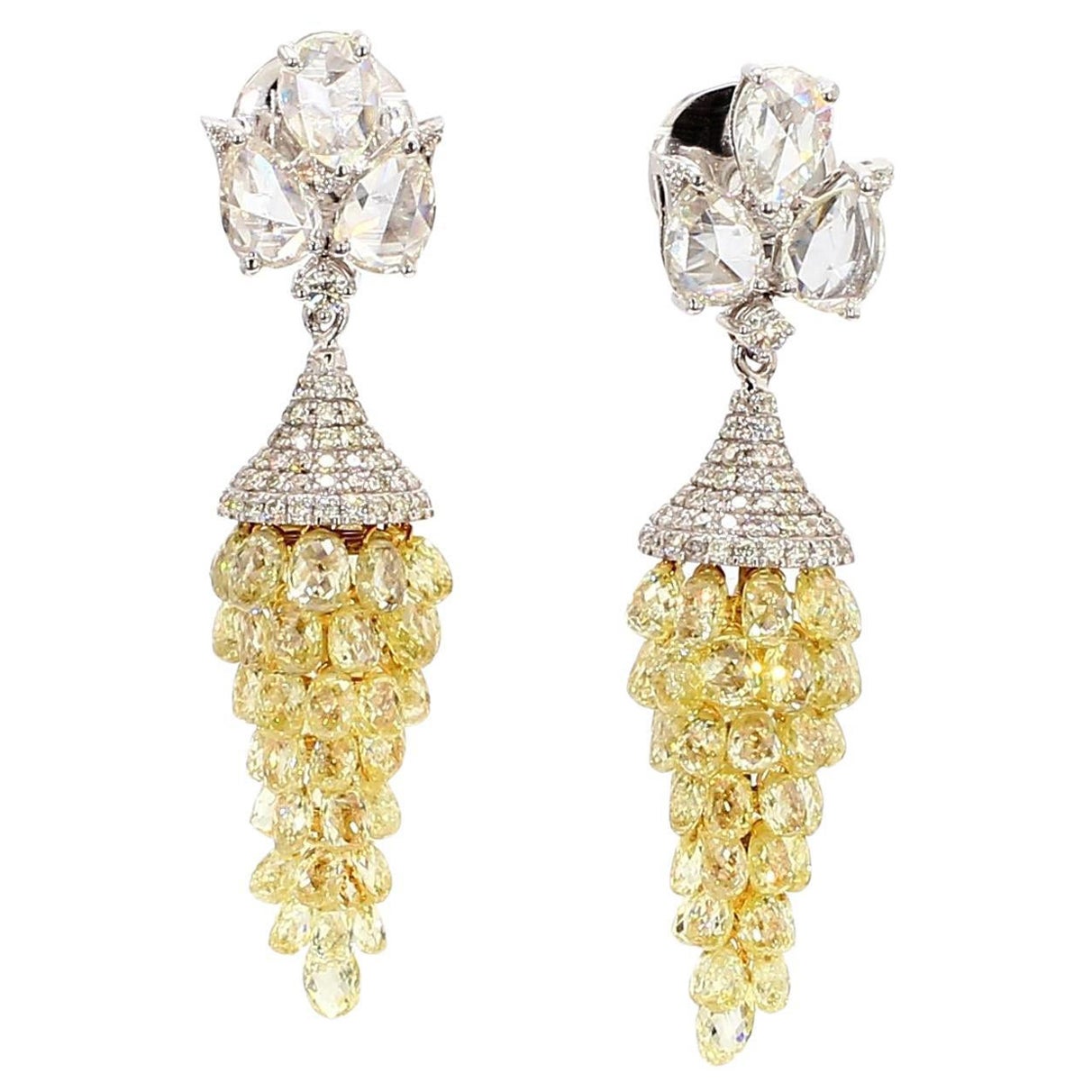 11.65 Carat Briolette Diamonds 18K Gold Earrings