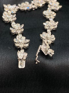 11.65 Carat F/VS1 Pear, Marquise & Round Diamond Floral Bracelet 14K White Gold