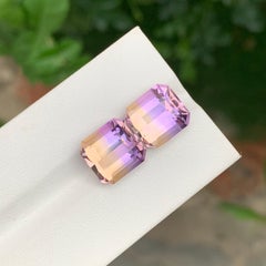 11.65 Carat Natural Loose Ametrine Pair Emerald Shape Gem For Earrings