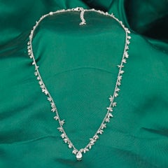 11.65 Carat Natural Pear Cut Diamond Fringe Pendant Necklace 18K White Gold