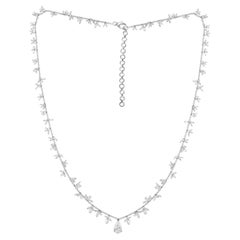 11.65 Carat Natural Pear Cut Diamond Fringe Pendant Necklace 18K White Gold