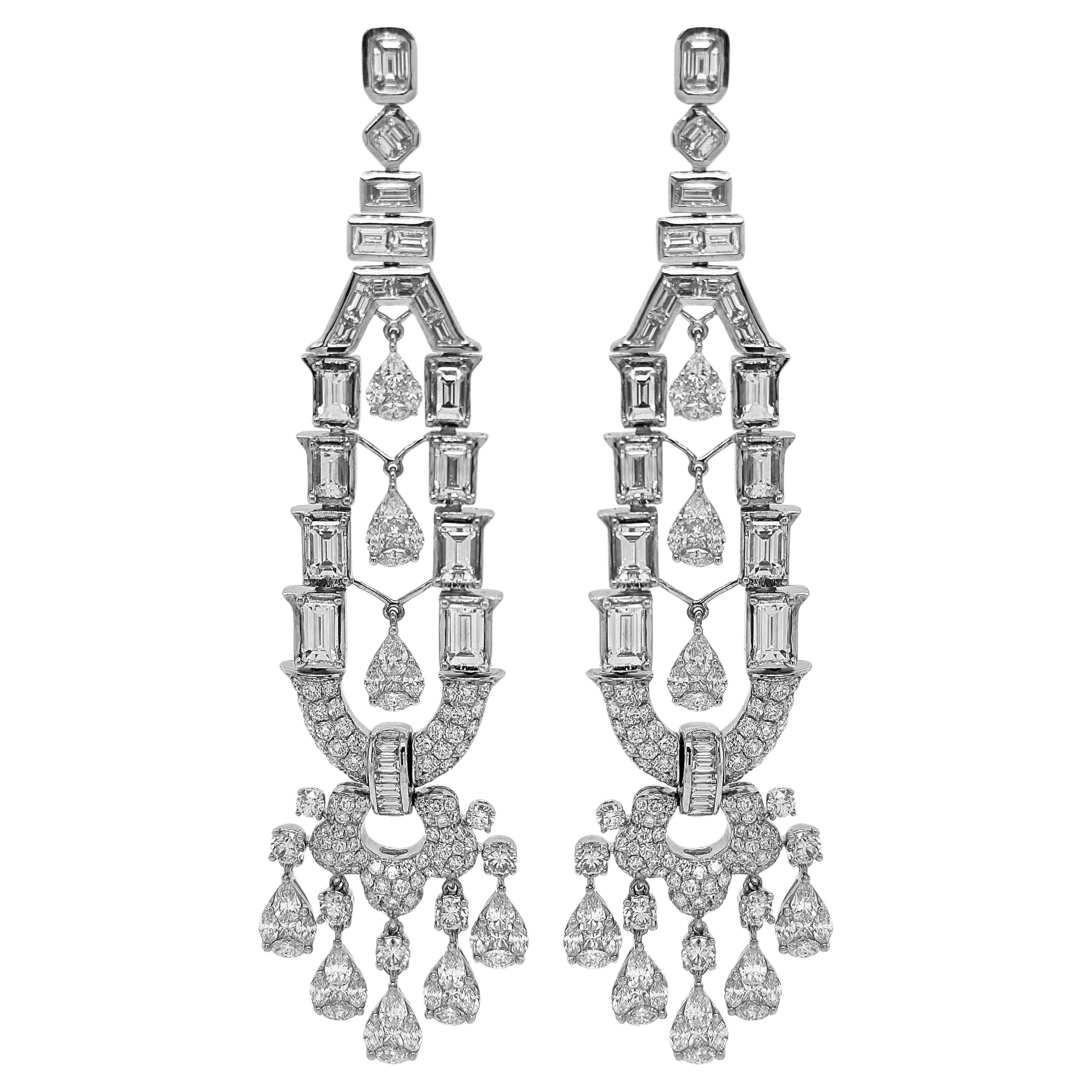 11.65 Carat White Diamond White Gold Earrings