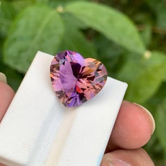 11.65 carats Loose Bi color Ametrine Stone Heart Cut Natural Brazilian Gemstone