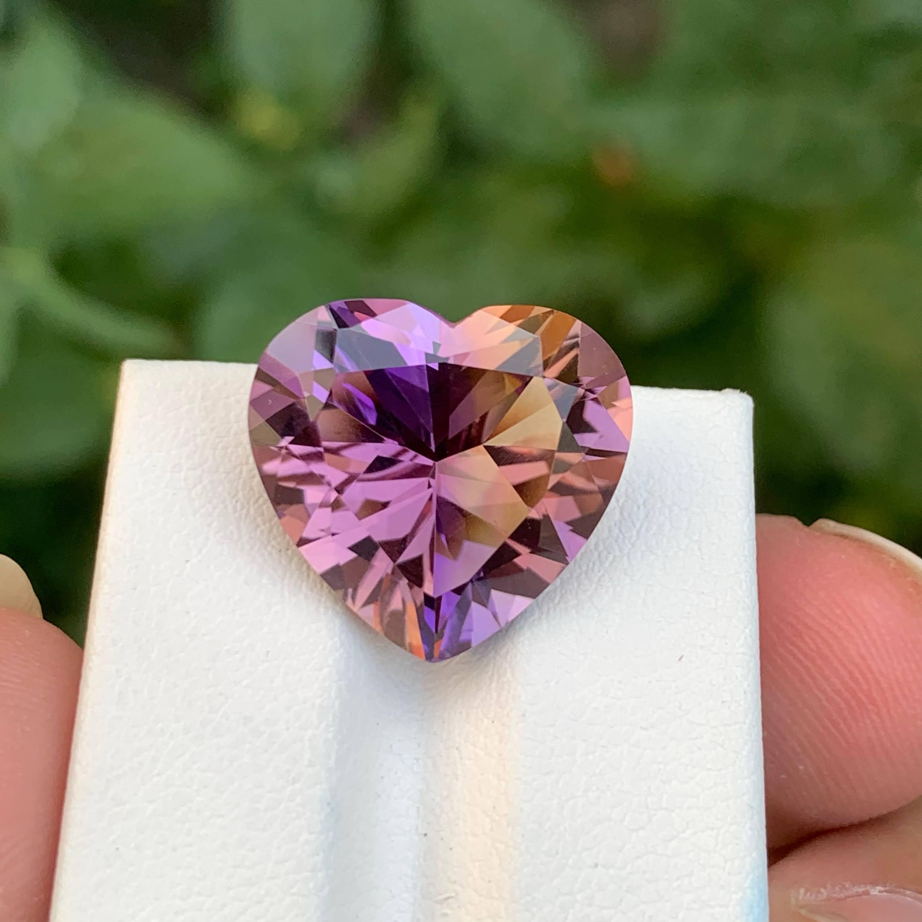 11.65 carats Loose Bi color Ametrine Stone Heart Cut Natural Brazilian Gemstone für Damen oder Herren im Angebot