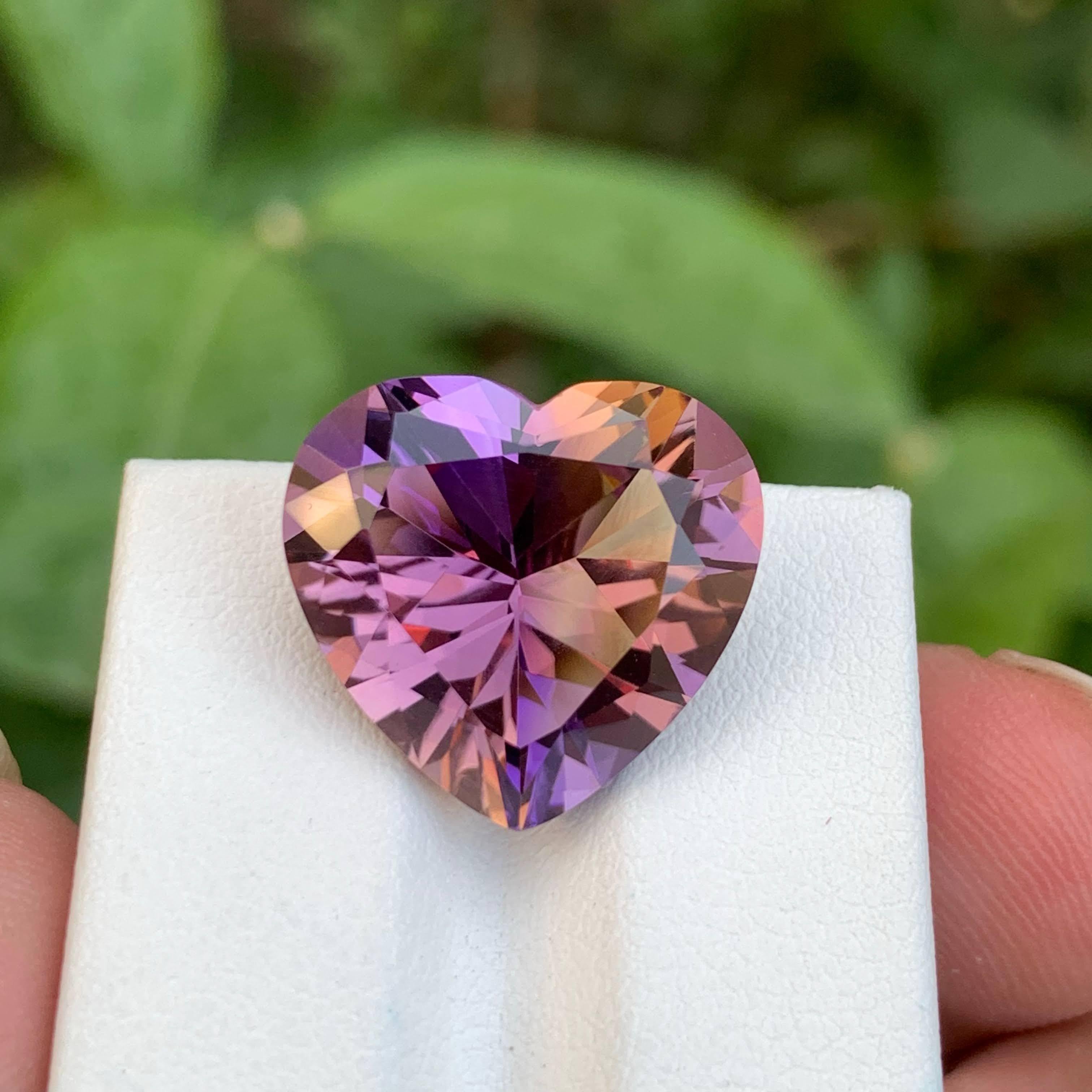 11.65 carats Loose Bi color Ametrine Stone Heart Cut Natural Brazilian Gemstone im Angebot 3