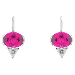 Vintage 11.65 ct Rubellite Tourmaline Diamond Earrings 