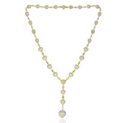 11.66 Carats Mixed Shape Fancy Yellow Diamond Necklace in 18k Two Tone Gold