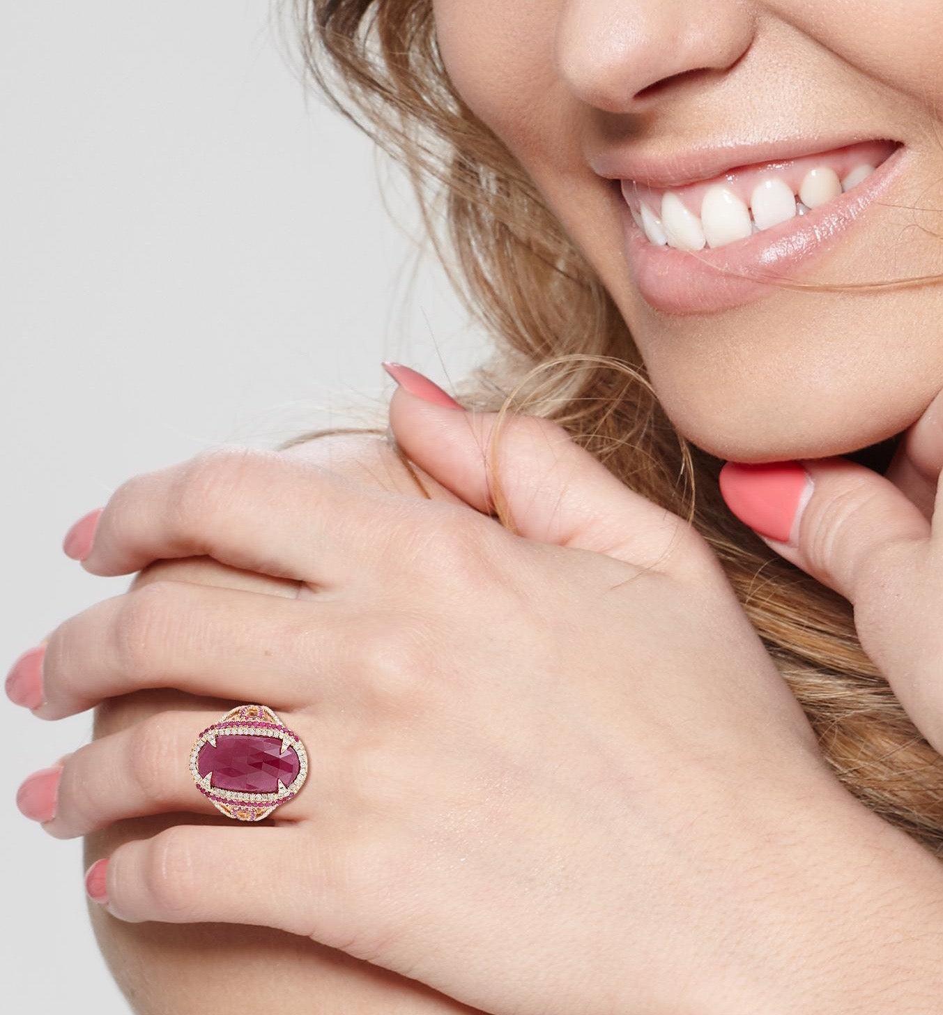 For Sale:  11.67 Carat Ruby Diamond Cocktail Ring 2