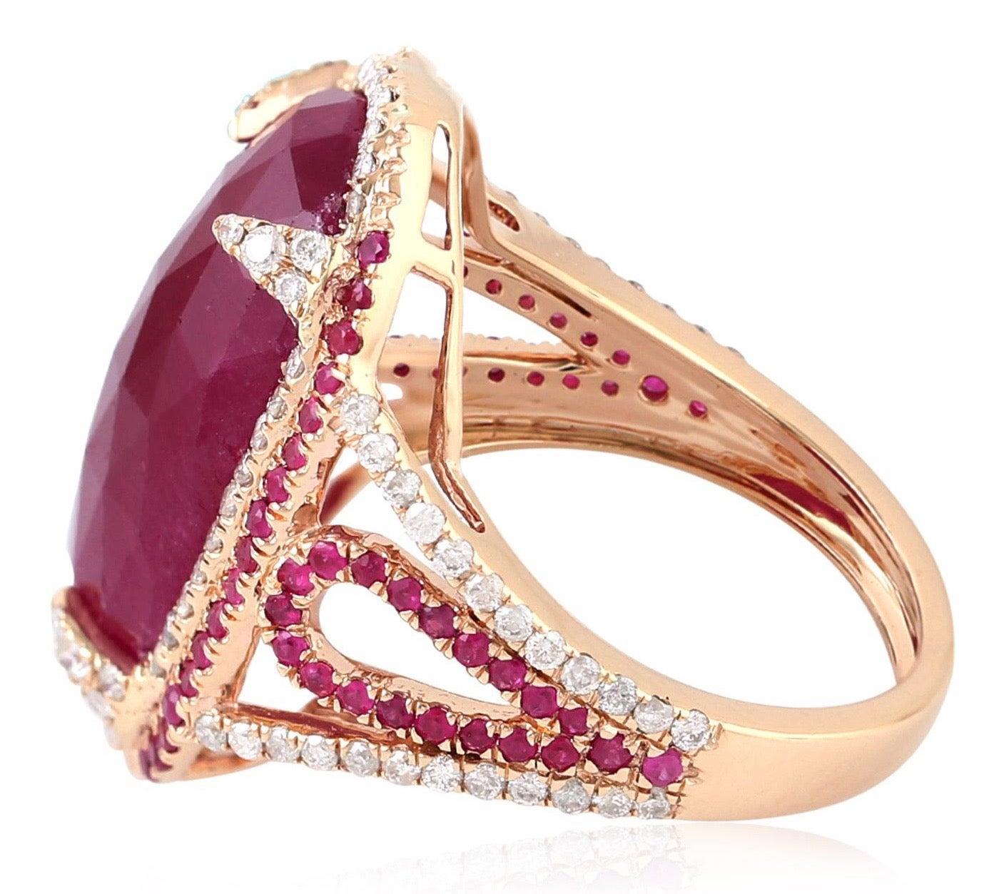 For Sale:  11.67 Carat Ruby Diamond Cocktail Ring 3