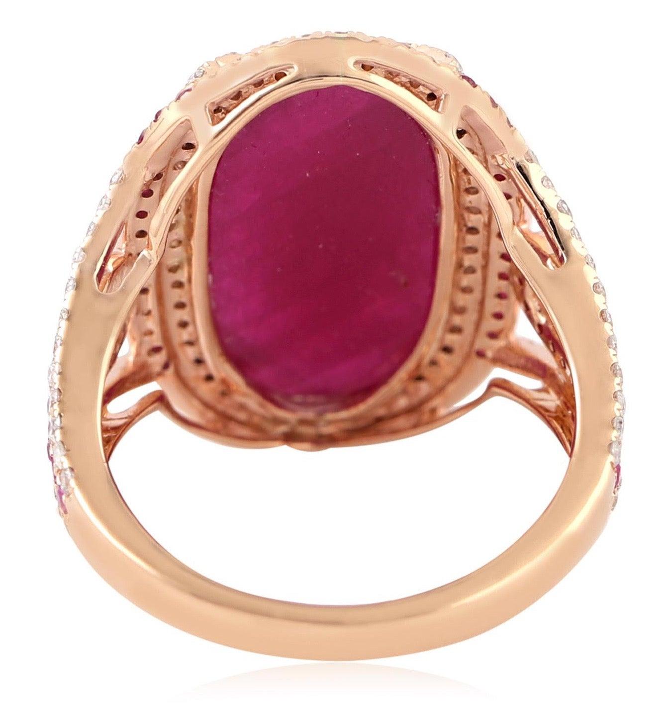 For Sale:  11.67 Carat Ruby Diamond Cocktail Ring 4