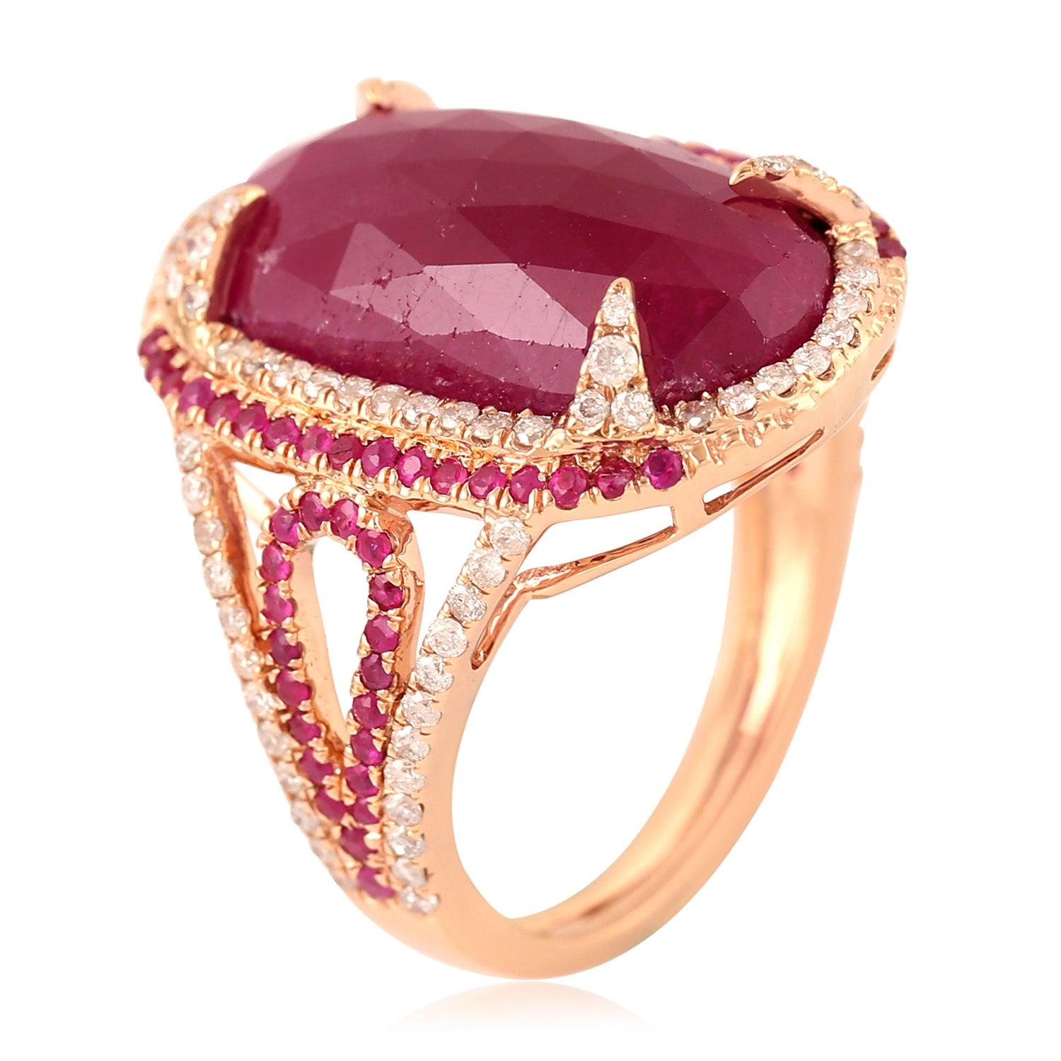 For Sale:  11.67 Carat Ruby Diamond Cocktail Ring 5