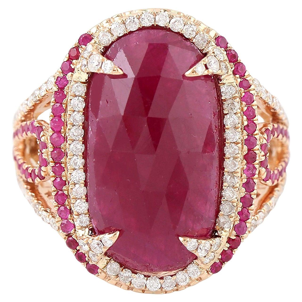 For Sale:  11.67 Carat Ruby Diamond Cocktail Ring