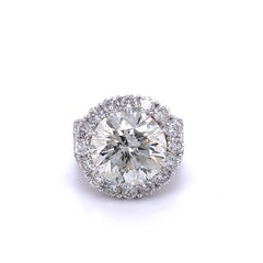 11.68 Carat EGL certified Round Cut Diamond Ring with Diamond Halo in Platinum