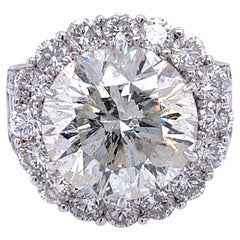 Bague en platine avec halo de diamants taille ronde certifiés EGL de 11,68 carats et diamants