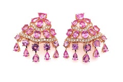 Sunita Nahata Pink Sapphire 11.68ct. Earrings in 18KRG with Diamond.