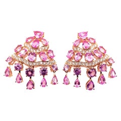 Sunita Nahata Rosa Saphir 11.68 Karat. Ohrringe aus 18KRG mit Diamanten.