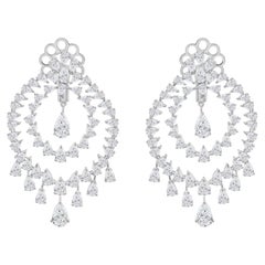 11.68 Ct Pear & Marquise Diamond Double-Hoop Earrings in 14K White Gold