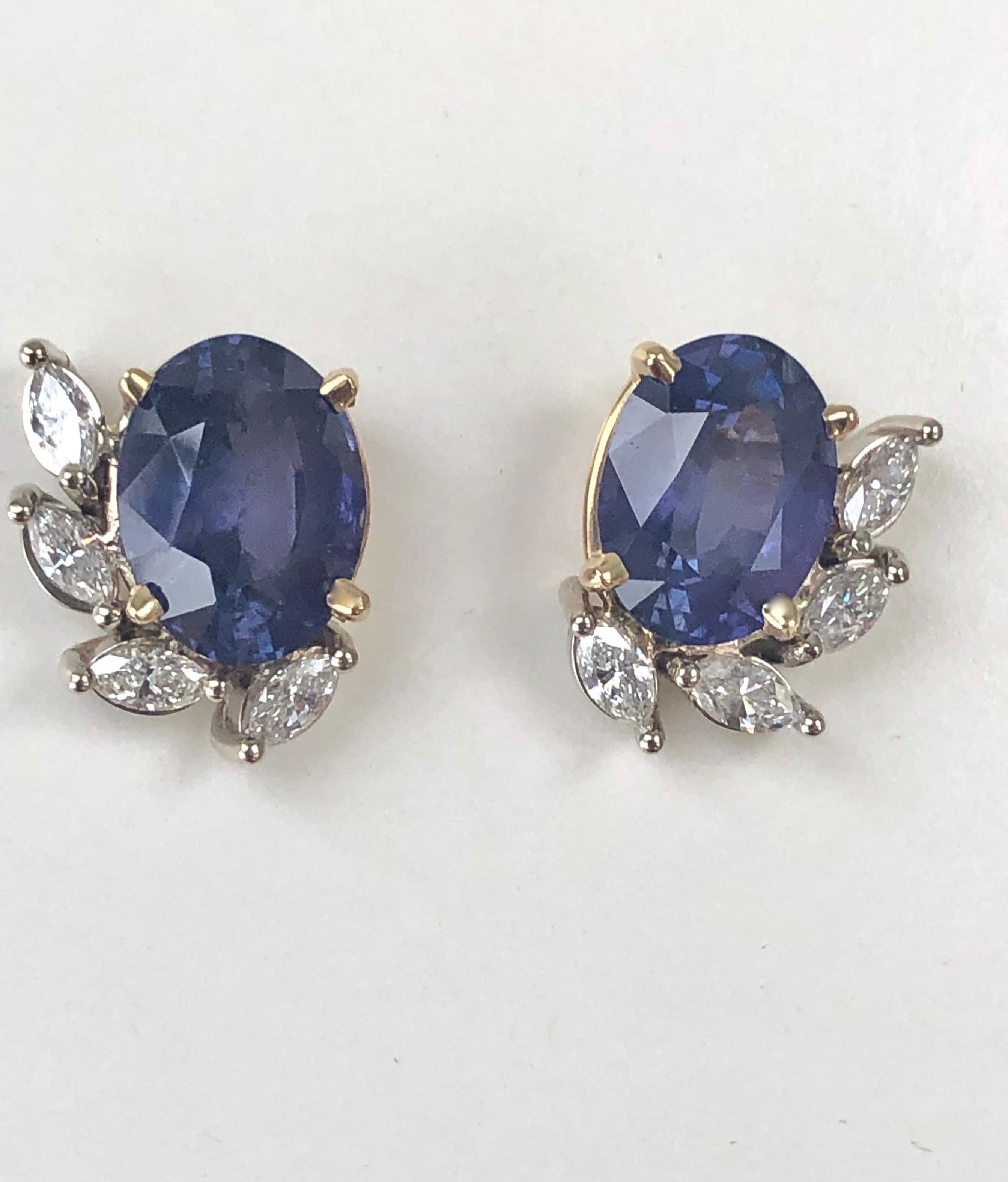 11.69 Carat No Heat Color Change Blue to Rich Violet Sapphire Diamond Earrings For Sale 6