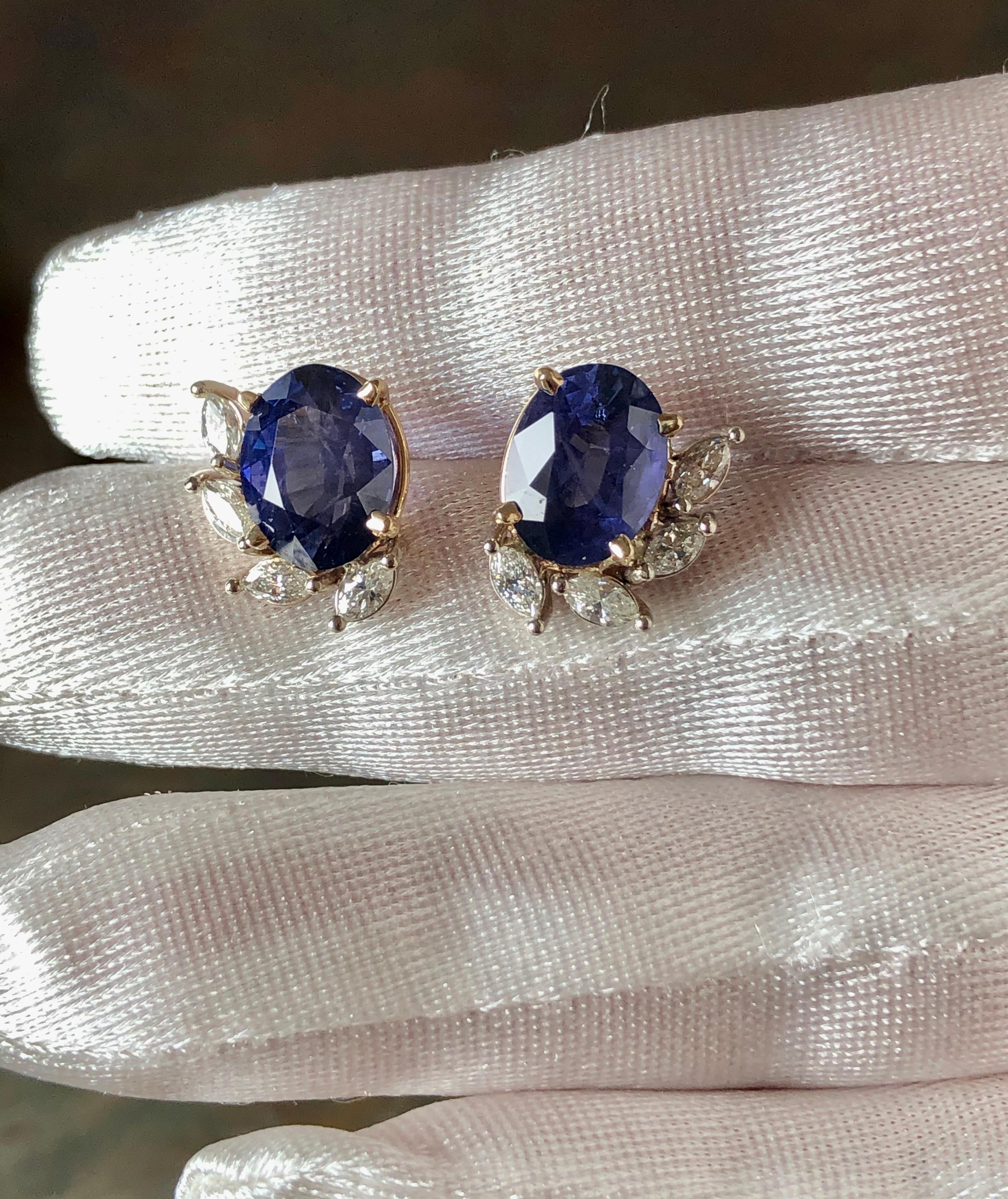 11.69 Carat No Heat Color Change Blue to Rich Violet Sapphire Diamond Earrings For Sale 3